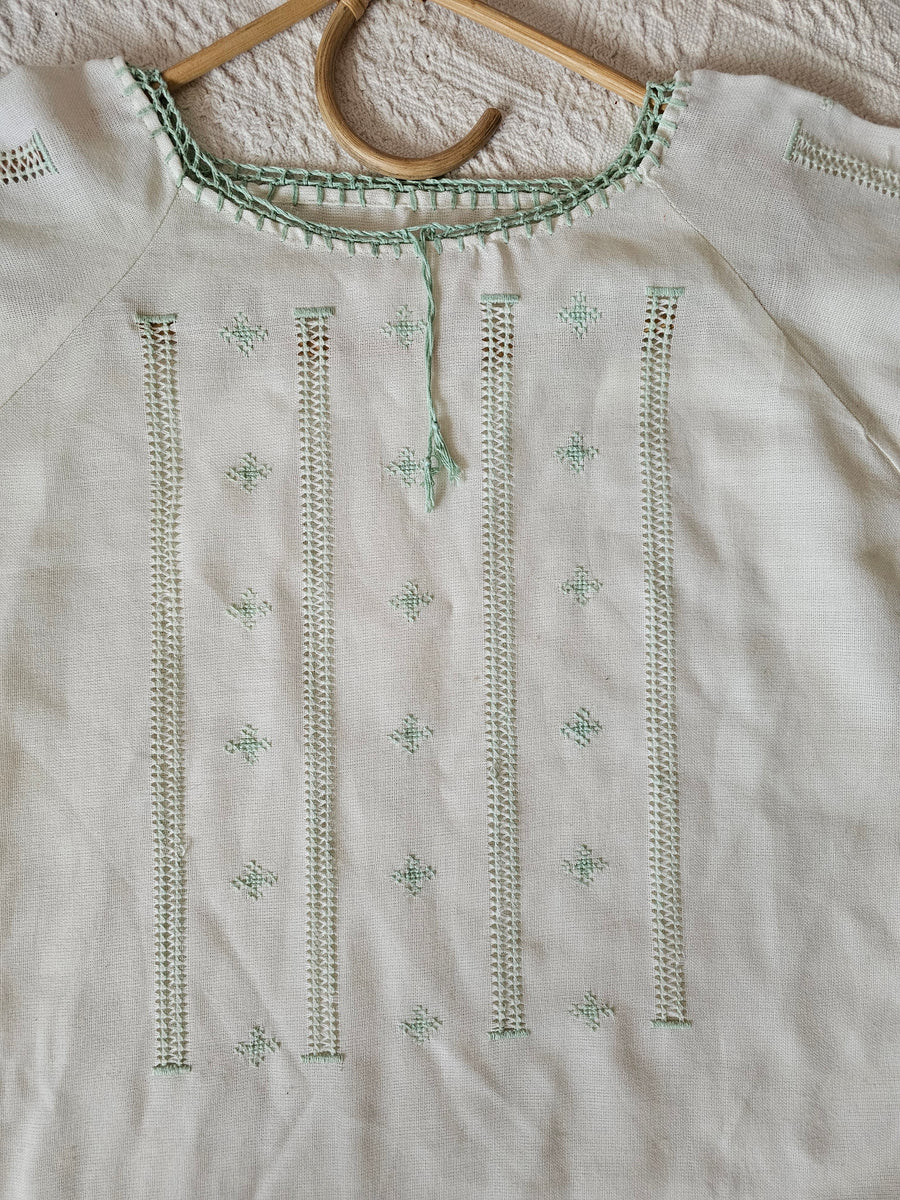 VINTAGE COTTON EMBROIDERED BLOUSE M