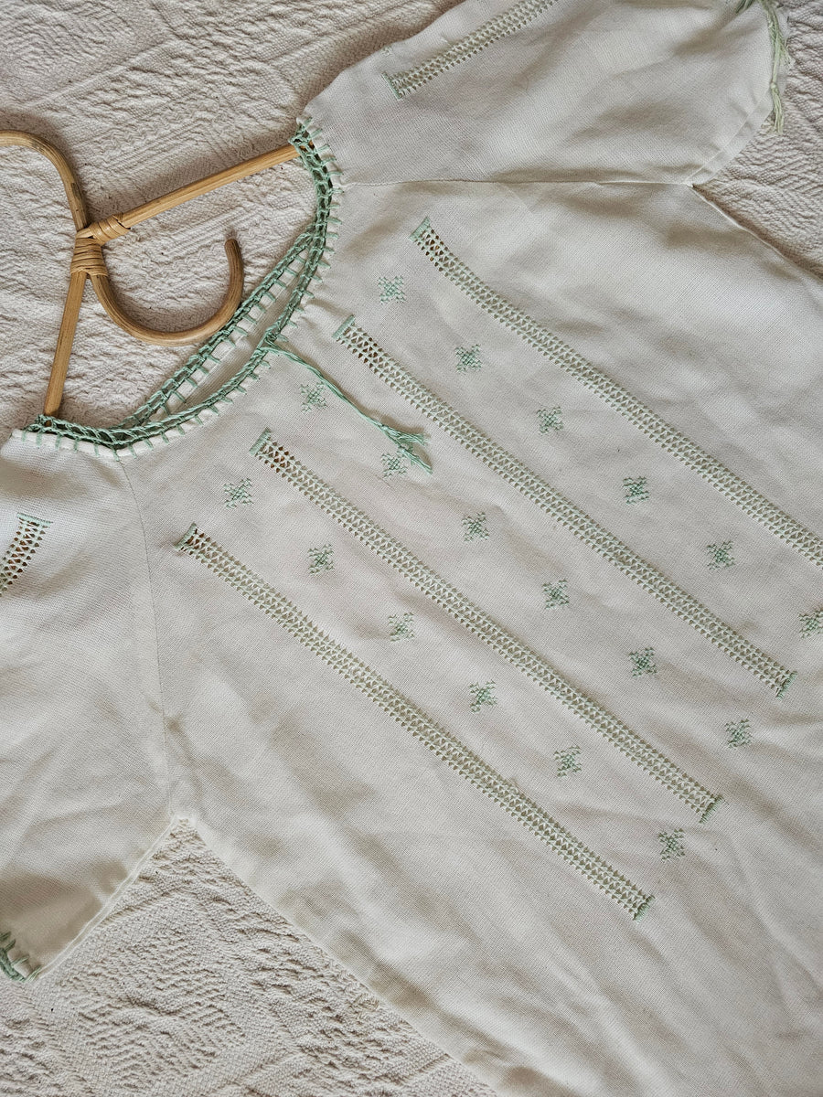 VINTAGE COTTON EMBROIDERED BLOUSE M