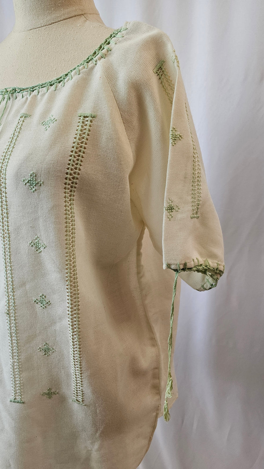 VINTAGE COTTON EMBROIDERED BLOUSE M