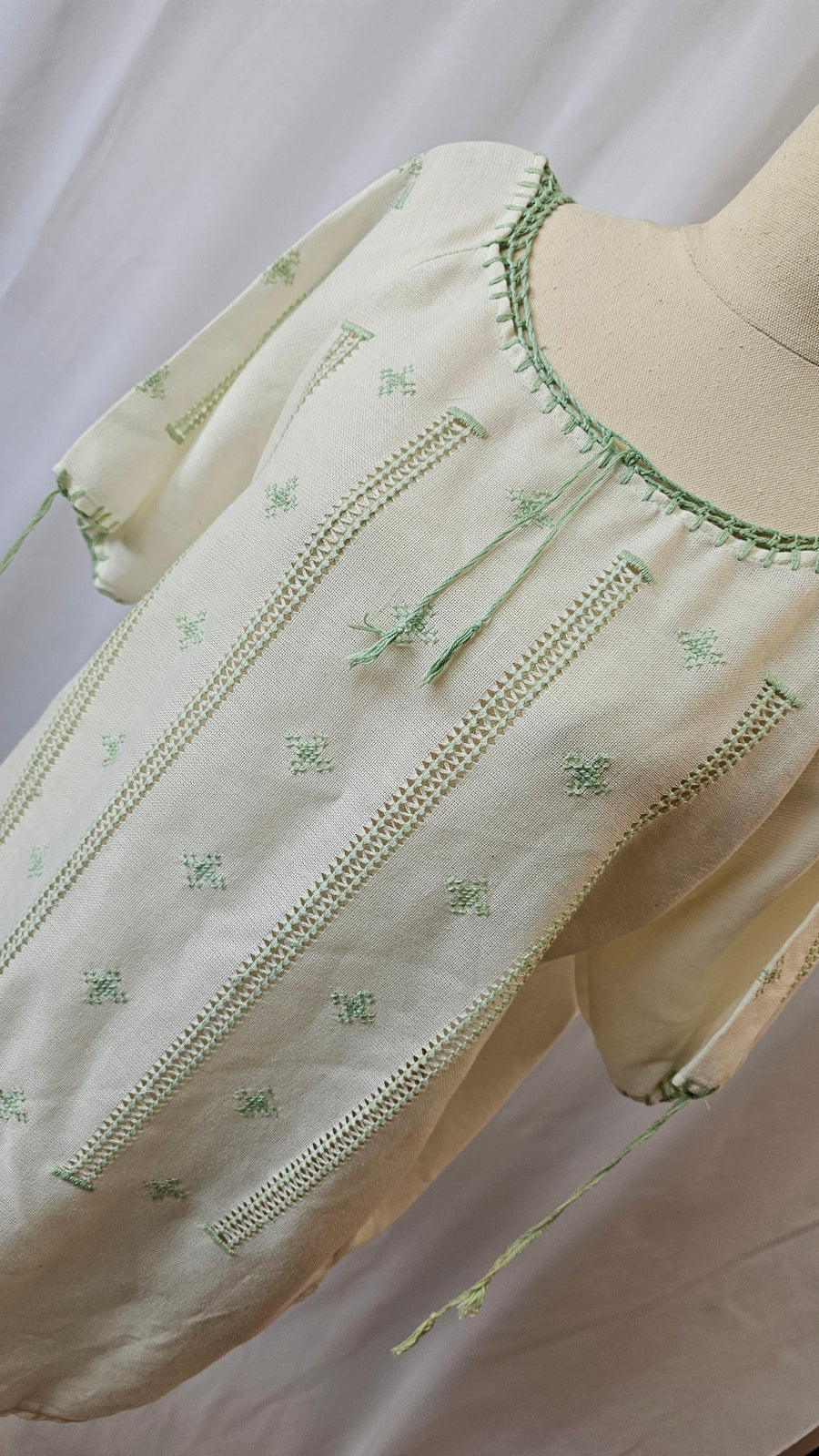 VINTAGE COTTON EMBROIDERED BLOUSE M