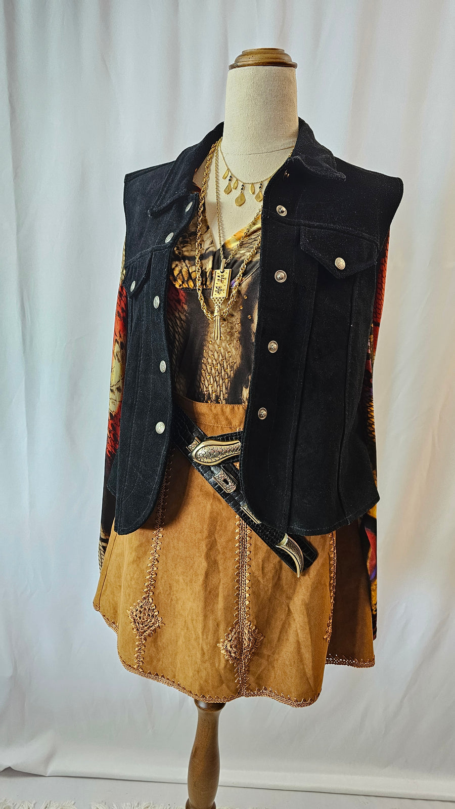 Vintage black Suede Vest M