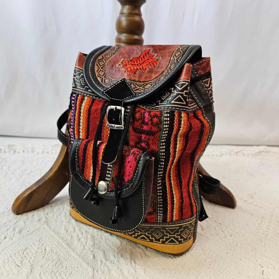 Puro Cuero Aztec kilim backpack