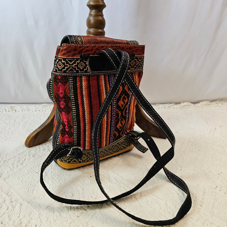 Puro Cuero Aztec kilim backpack