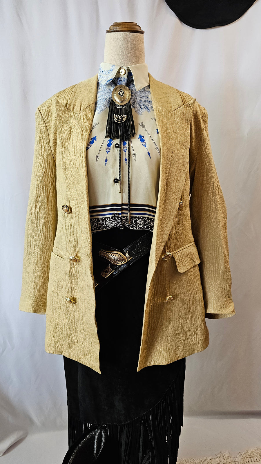 Vintage Gold Silk Crocodile Blazer S 8/10 AUS