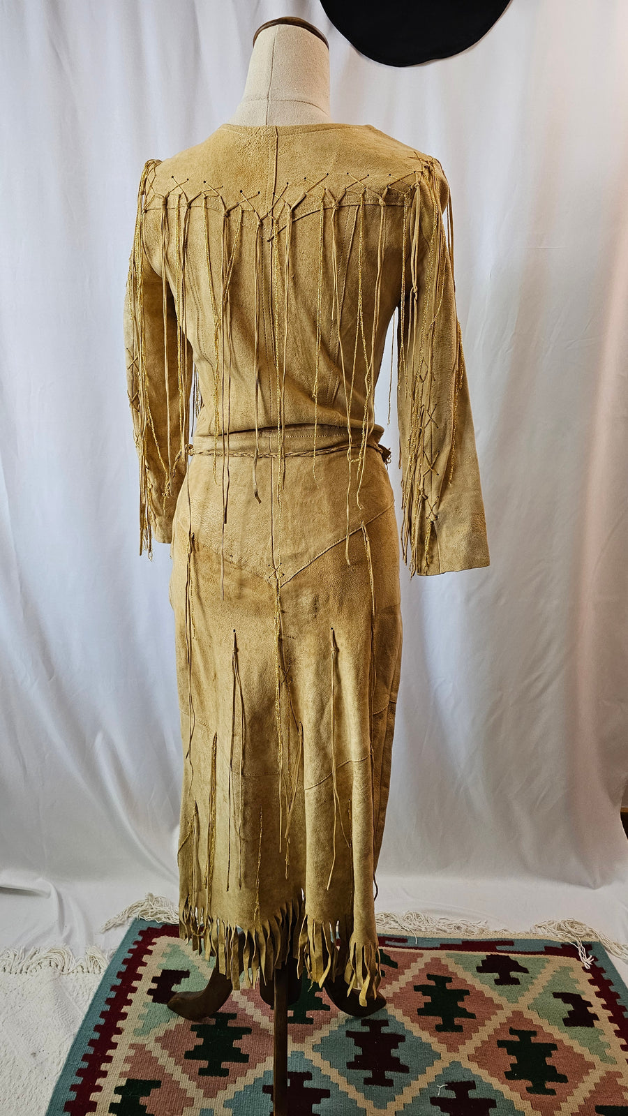 Vintage 1960s Genuine Suede Fringe Dress | Size xxs Small (AUS 6-7) woman