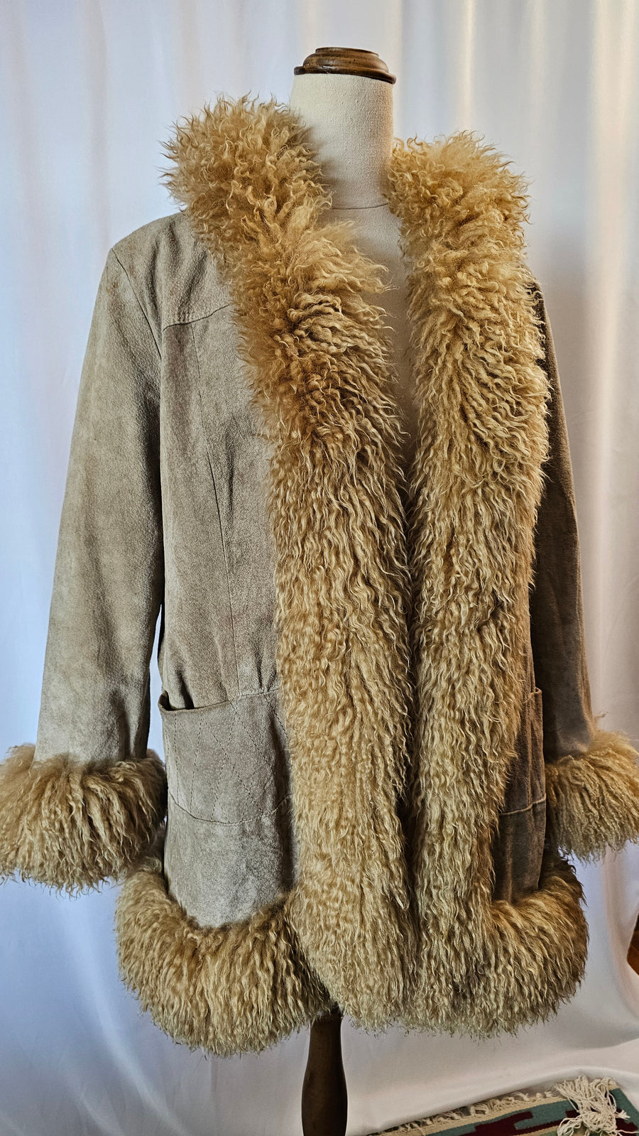 Vintage Penny Lane shearling coat with hood suede & sheepskin size 11