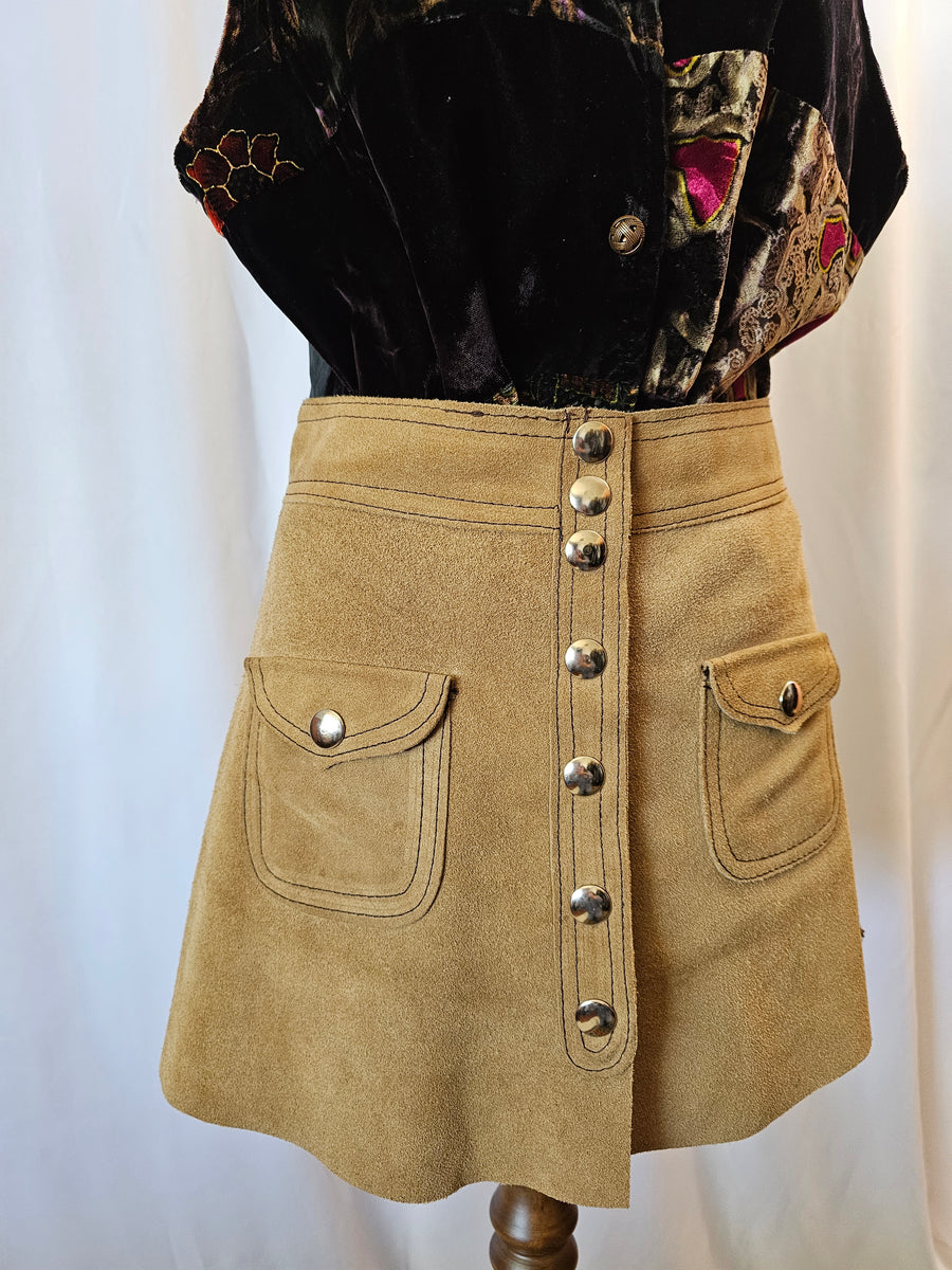 VIntage Suede 70s skirt s