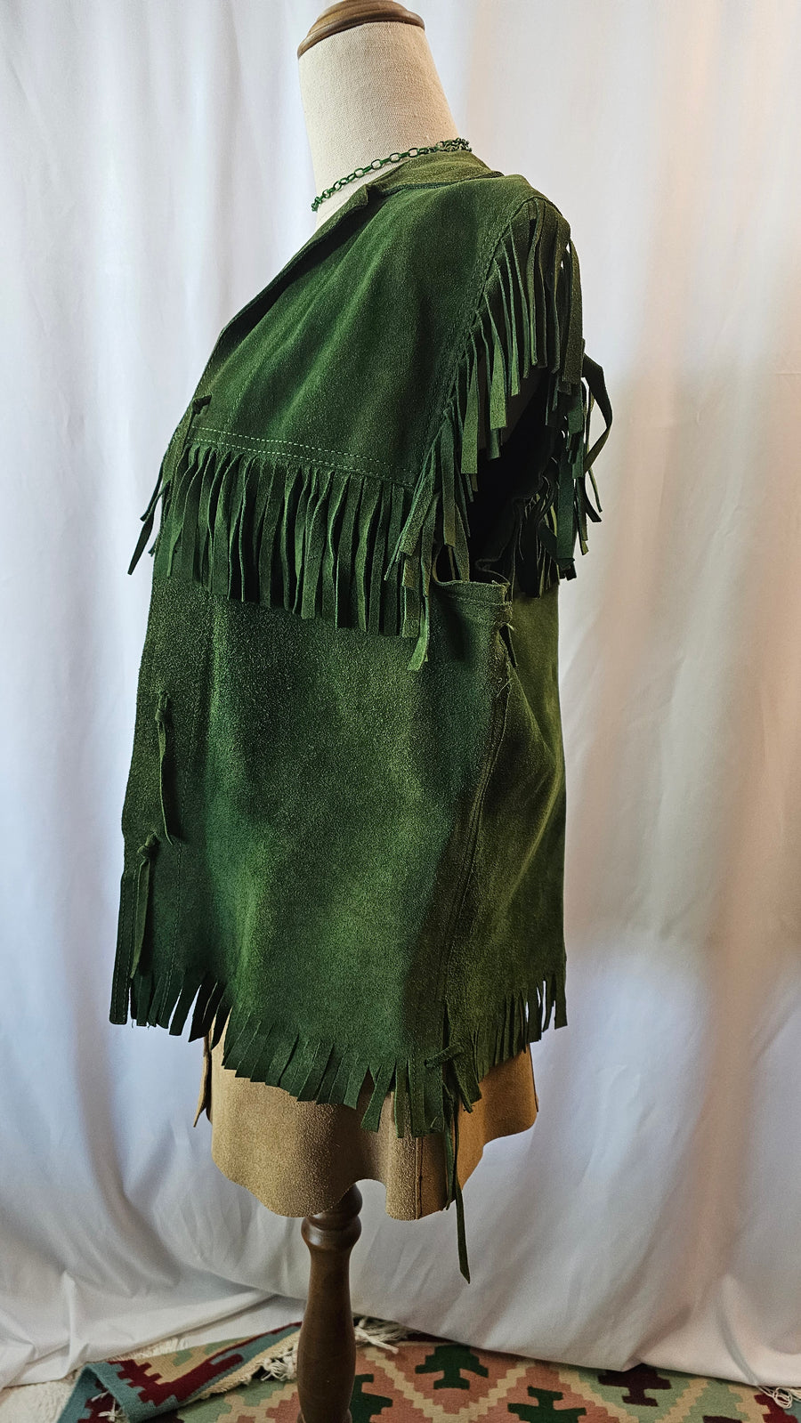 FOREST GREEN FESTIVAL FRINGE VEST M/L