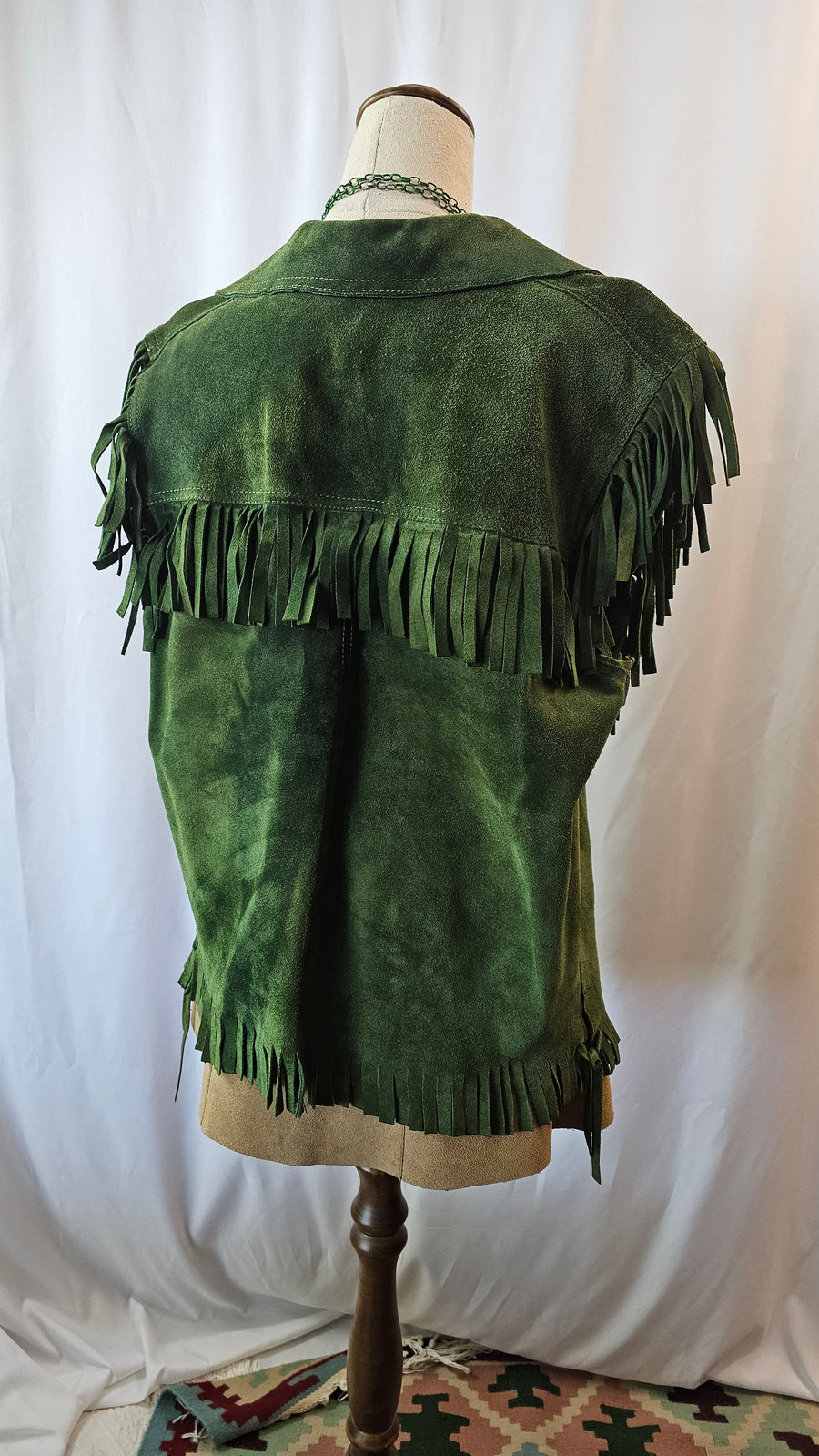 FOREST GREEN FESTIVAL FRINGE VEST M/L