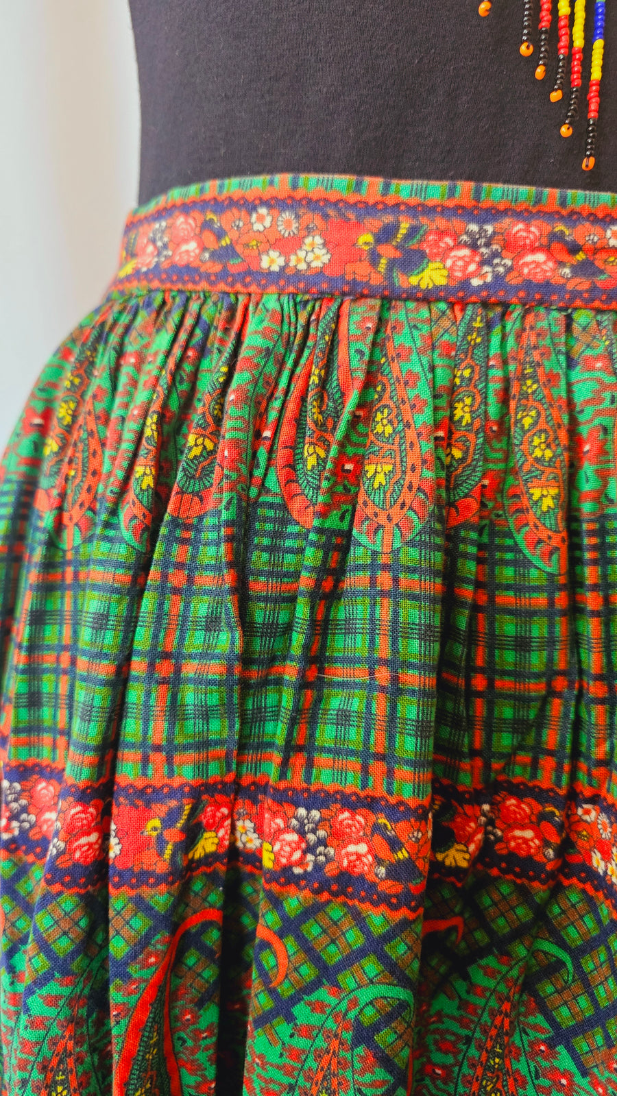 Vintage Green German Austrian Style Skirt Dirndl Size Small