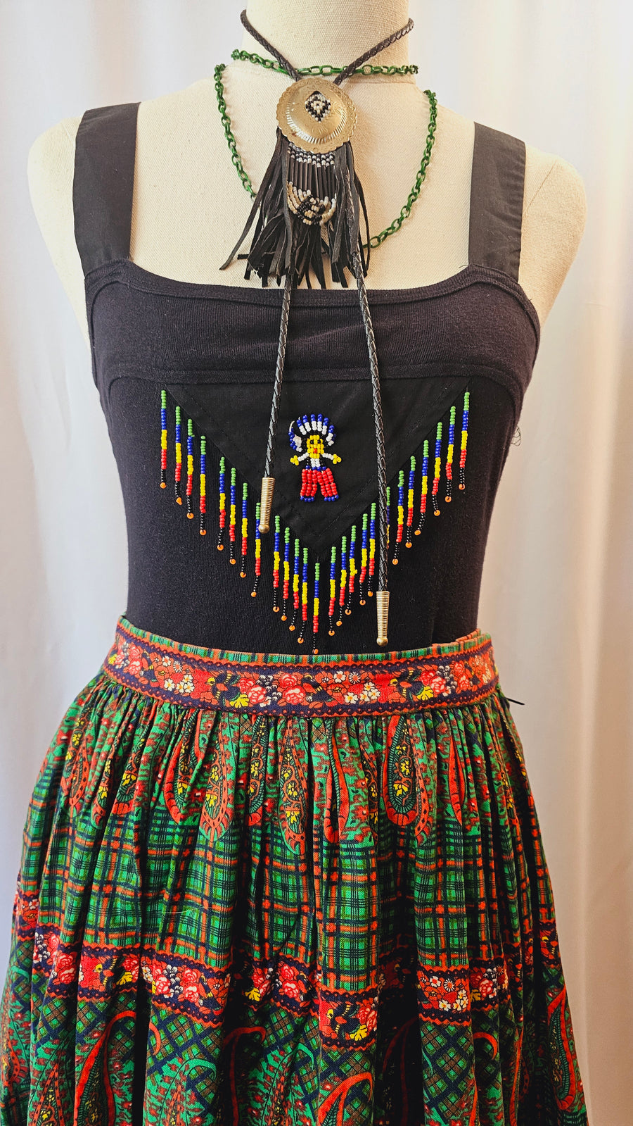 INDIAN COTTON BEADED SINGLET & JACKET Size 10