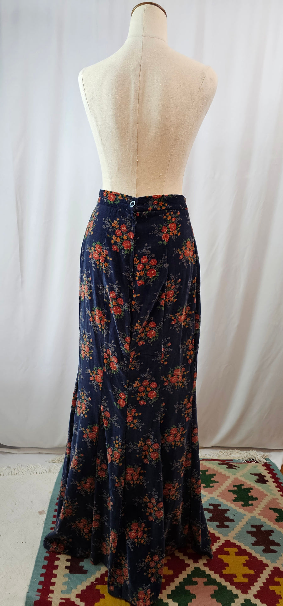 70S VELVET PRAIRIE MAXI SKIRT SMALL