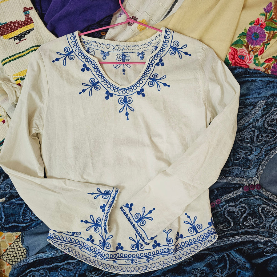 Cotton embroidered blouse XS