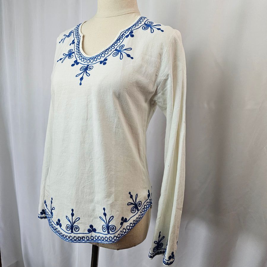 Cotton embroidered blouse XS