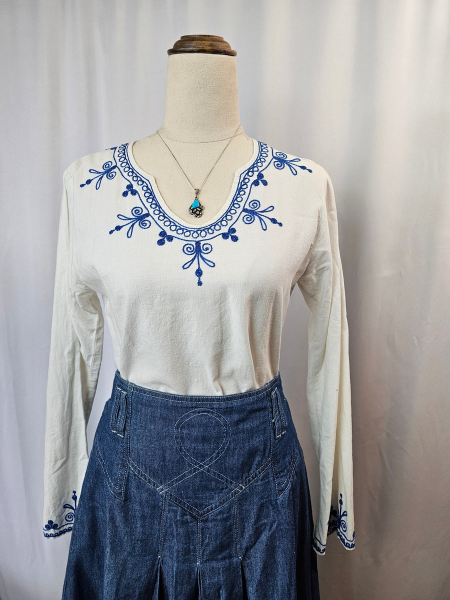 Cotton embroidered blouse XS