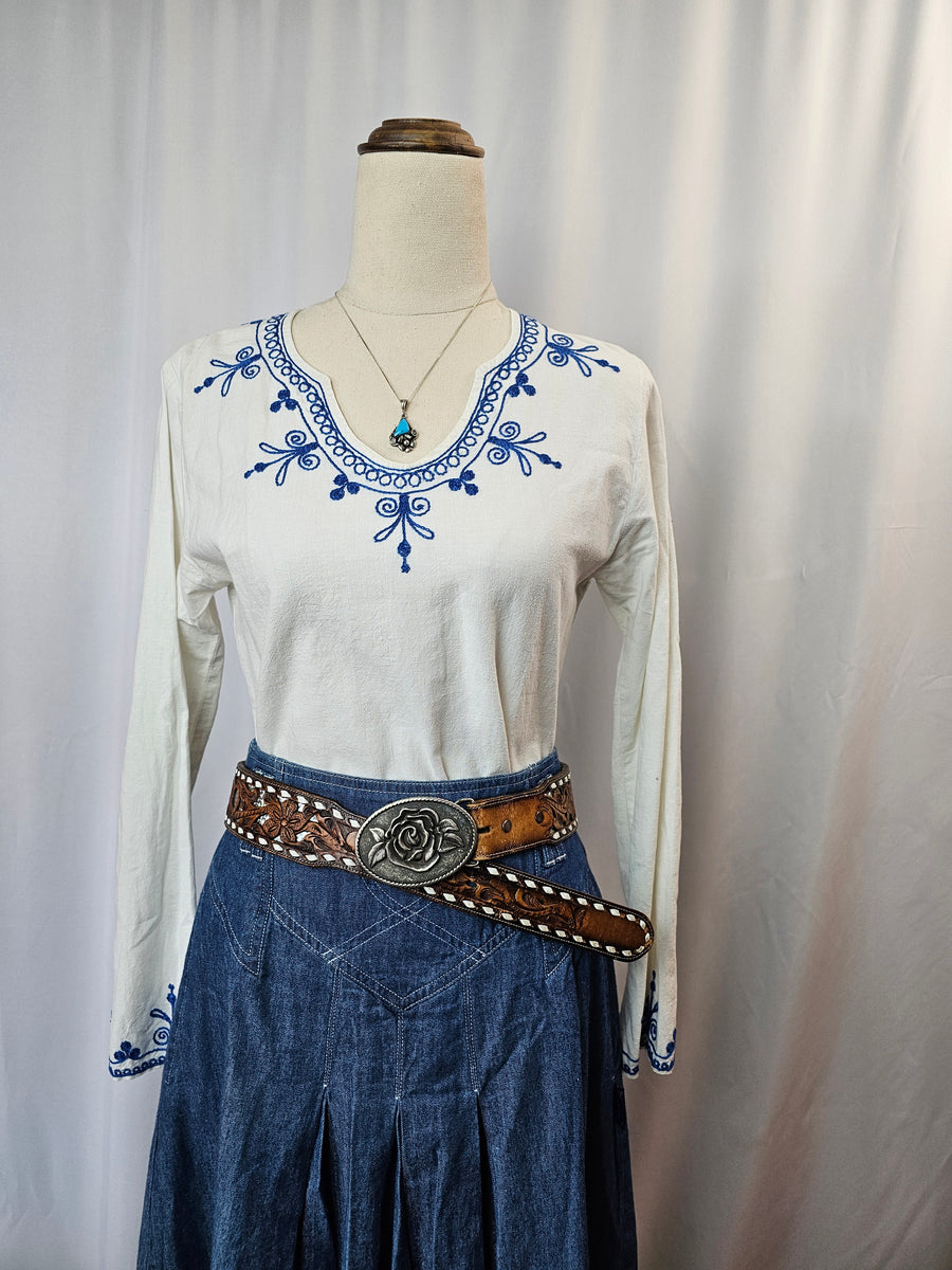 Cotton embroidered blouse XS