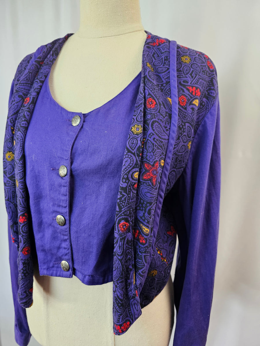 Purple cotton Indian blouse/ jacket free size