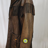 Native Indian Fringe Brown Beaded Coat Jacket M L XL Western