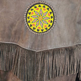 Native Indian Fringe Brown Beaded Coat Jacket M L XL Western