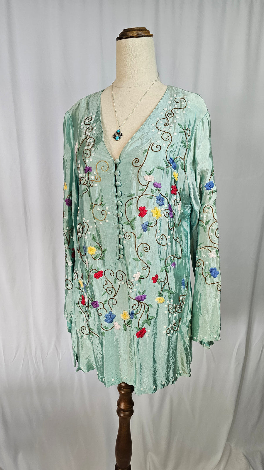 Silk embroidered blouse S