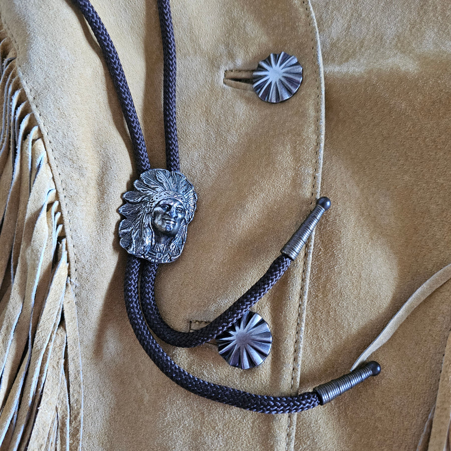 Vintage Native American Bolo Tie solid silver 👌