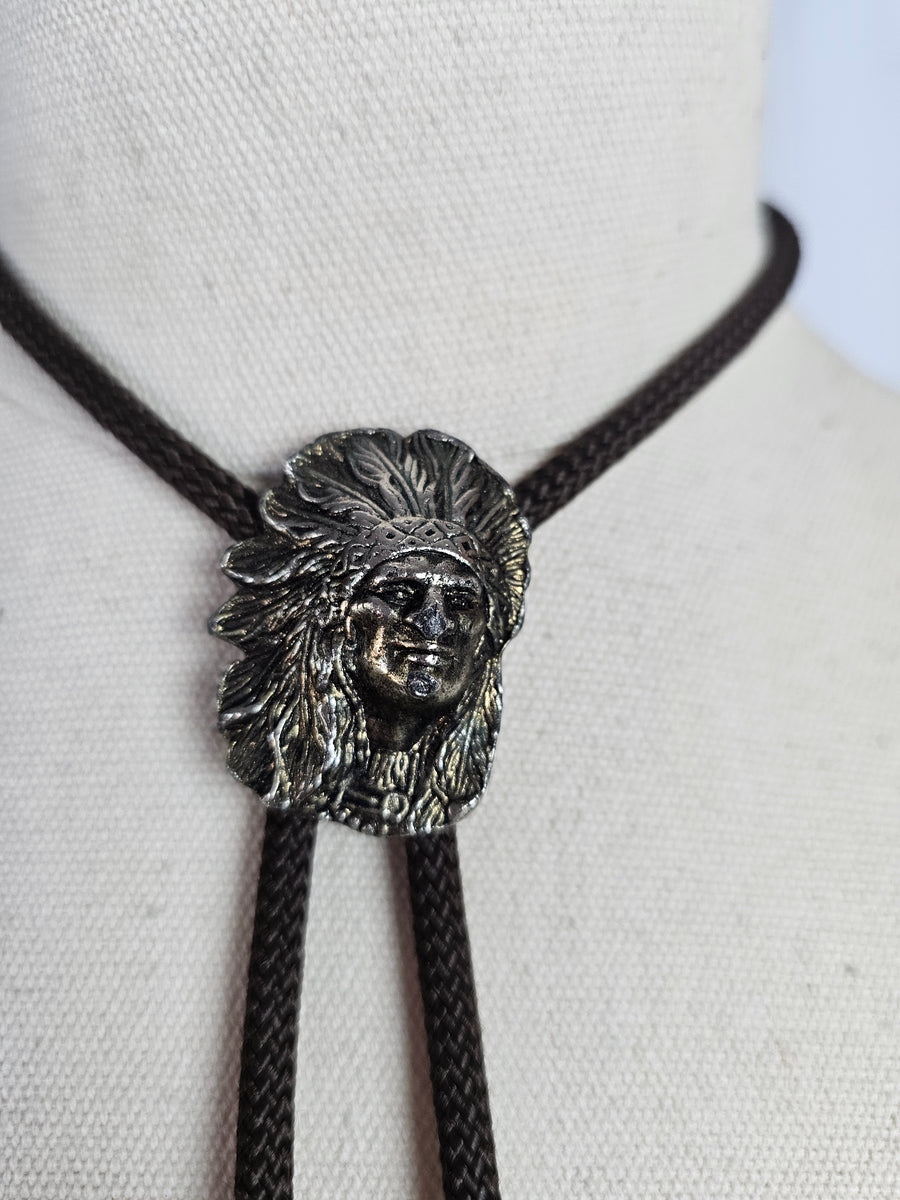 Vintage Native American Bolo Tie solid silver 👌