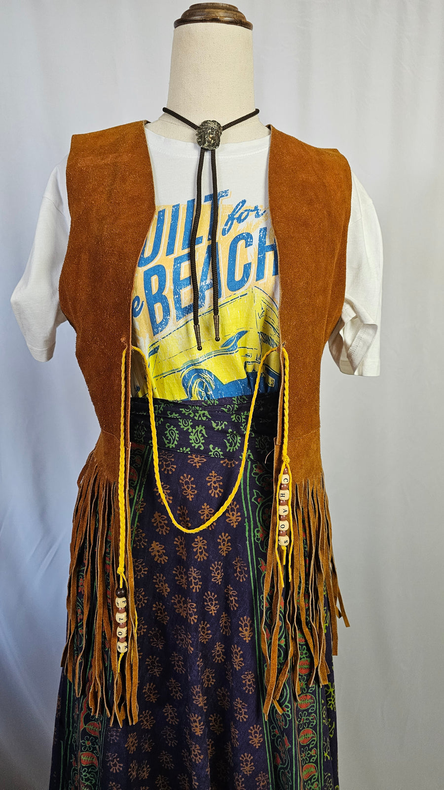 Fringe tan vest S/M