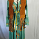 Vintage Tan suede Fringe vest S/M