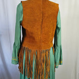 Vintage Tan suede Fringe vest S/M