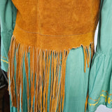 Vintage Tan suede Fringe vest S/M