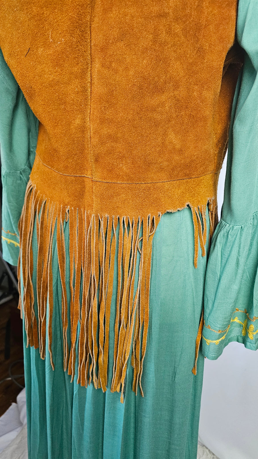 Fringe tan vest S/M