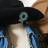 Vintage Navajo-Style Sterling Silver & Turquoise Pinwheel Brooch