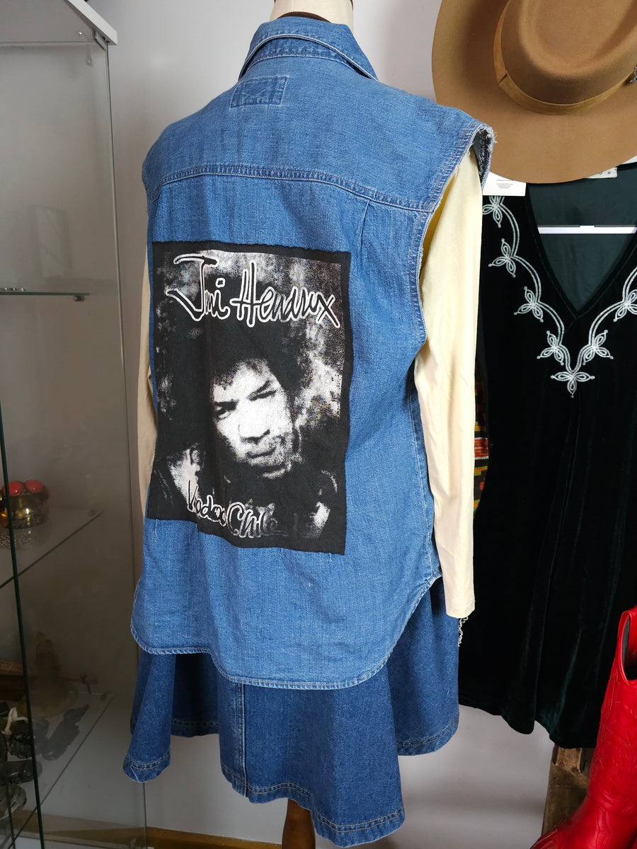 Vintage 80s/90s Jimi Hendrix Denim Vest – Size 10 (M)