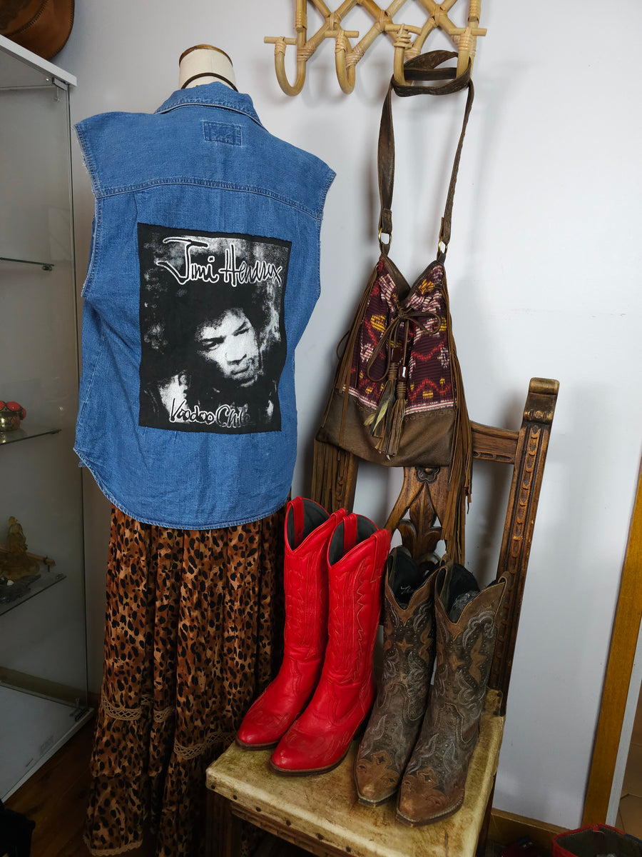 Vintage 80s/90s Jimi Hendrix Denim Vest – Size 10 (M)