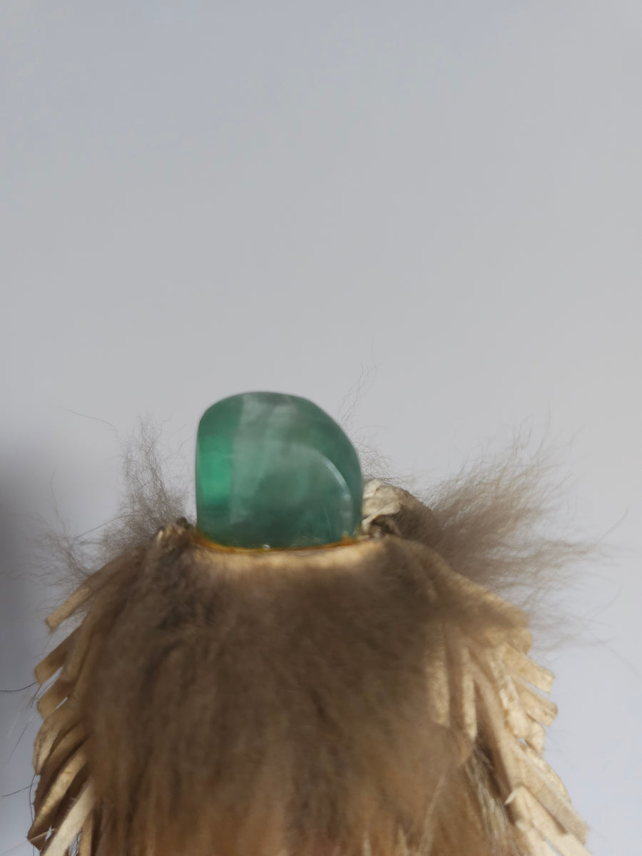 "Bohemian Green Fluorite & Fur Tirbal Totem Necklace"