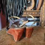 Vintage Ladies Woven Leather Wedge Shoes – Size 8.5B