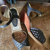 Vintage Ladies Woven Leather Wedge Shoes – Size 8.5B