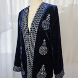 Blue Velvet Embroidered Rock Jacket – Boho Western Rockstar Style 8/10