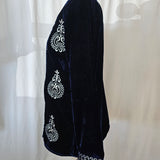 Blue Velvet Embroidered Rock Jacket – Boho Western Rockstar Style 8/10
