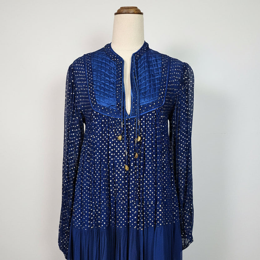 Vintage blue Cotton Adini Indian Dress