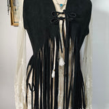 Vintage Suede Fringe Vest (Size 32)