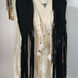 Vintage Suede Fringe Vest (Size 32)