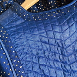 Vintage Adini Quilted Yoke Dress in Midnight Blue & Gold – Made in India (Size S/10)