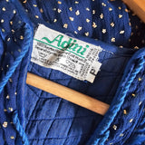 Vintage Adini Quilted Yoke Dress in Midnight Blue & Gold – Made in India (Size S/10)