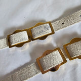 Vintage White Leather Belt with Jewel Tones – 80s Glam Vibes