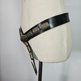 Vintage Snake Scale Western Belt – Black Leather with Brass Tip & Keeper Set