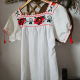 Vintage Mexican Embroidered Cotton Blouse – Size M/L