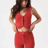 ROLLAS Womens Dallas Cord Vest Scarlet Cord 26/8