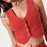 ROLLAS Womens Dallas Cord Vest Scarlet Cord 26/8