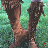 boston babe suede lace-up fringe boots size 39 Brown